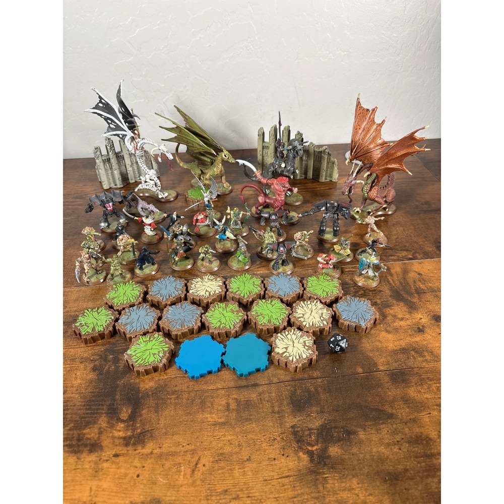 Heroscape Miniatures Lot Dragons Warriors Robots Terrain Tiles and Ruins Set